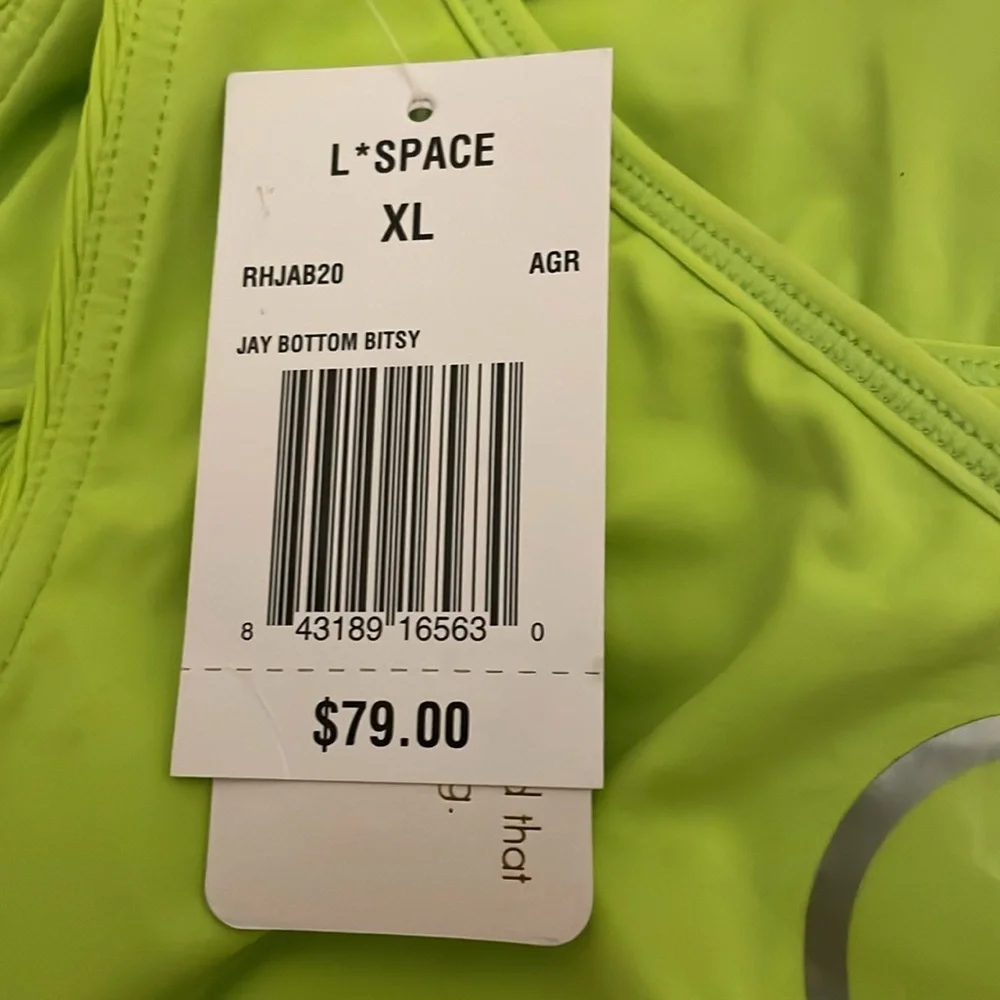 l*space Acid Green Ribbed Jay Bitsy Bikini Bottom‎ NWT